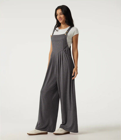 Heathered Casual Overalls with Pockets