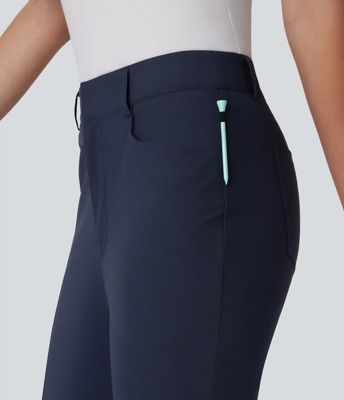 Mid Rise Pockets Capri Tapered Quick Dry Golf Pants-Golf Tee Pocket-UPF40+