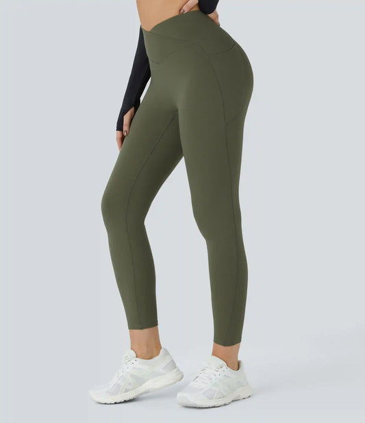 SoftlyZero™ Plush Thermal High Waisted Crossover Pocket Yoga Leggings