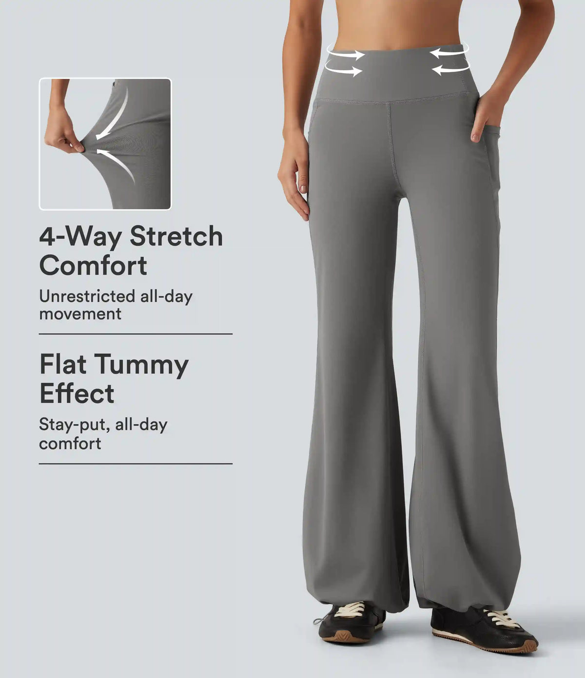 Halara Flex™ DayStretch High Waisted Tummy Control Gathered Hem Yoga Pants with Pockets
