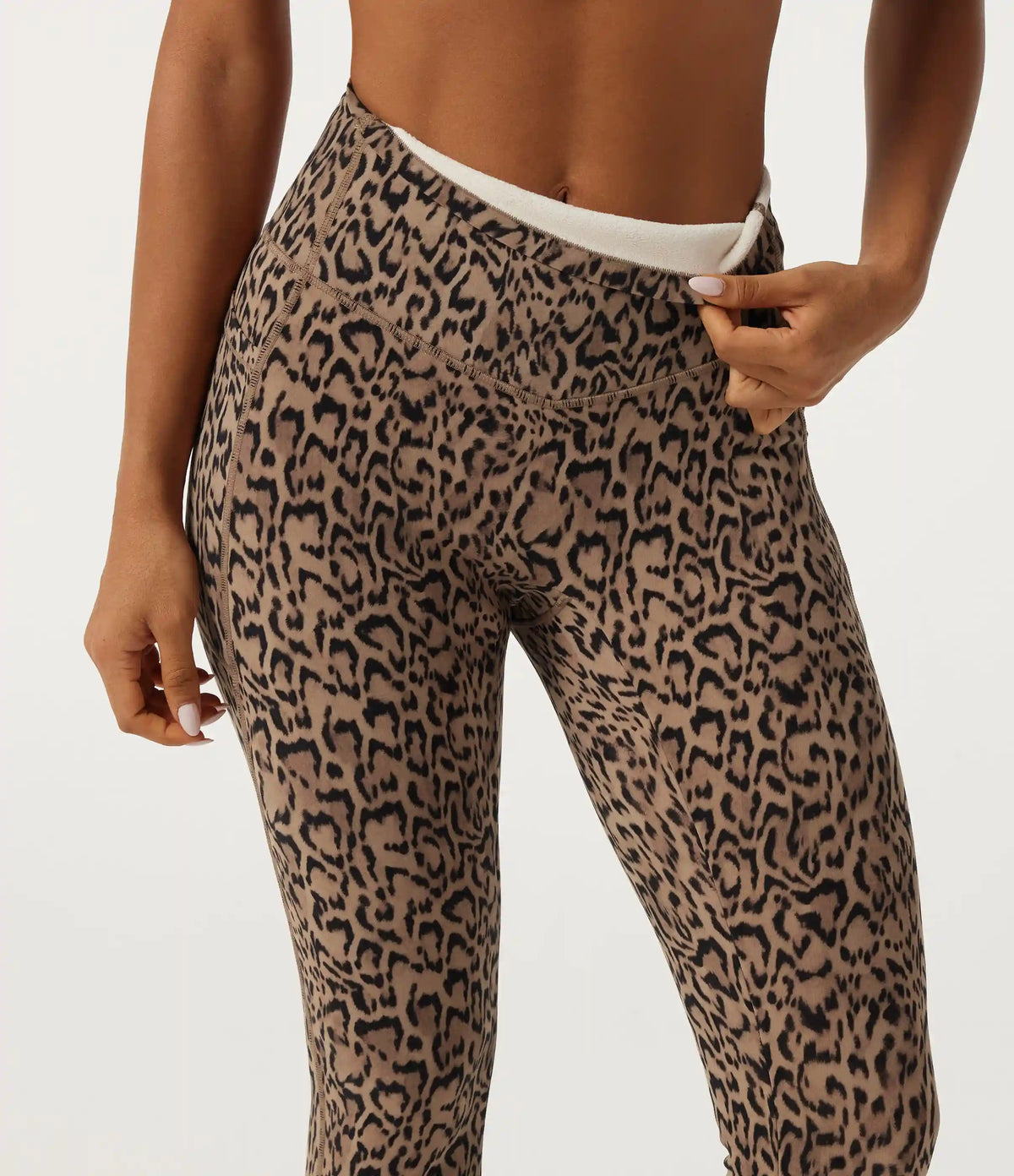 Halara UltraSculpt™ Extra Heat Leopard Print High Waisted Tummy Control Fleece Workout Leggings with Pockets