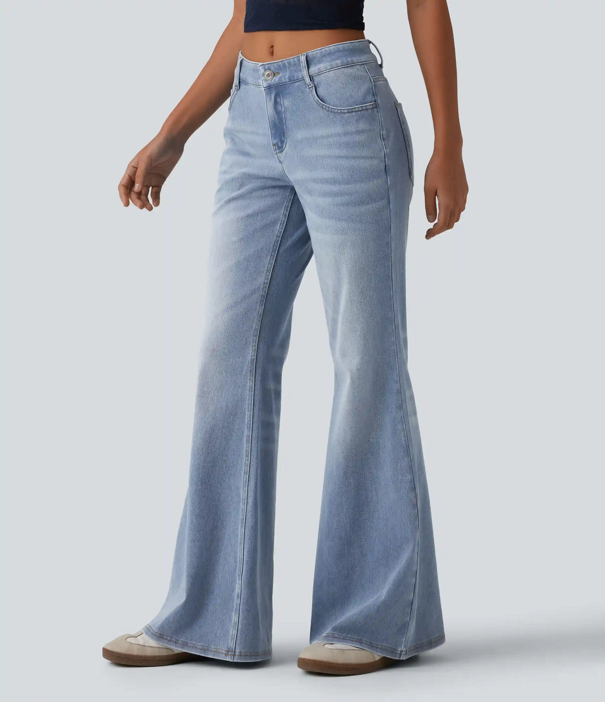 Halara Flex™ Low Rise Flare Washed Casual Jeans with Pockets