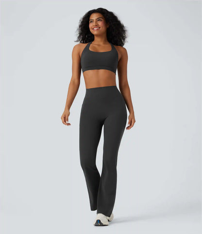 Halara UltraSculpt™ High Waisted Tummy Control Butt Lifting Scrunch Shaping Yoga Bootcut Leggings with Pockets