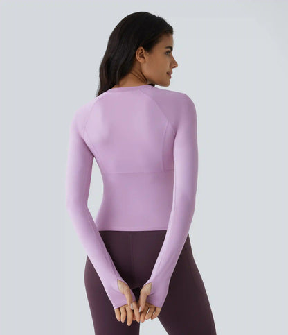 Solid Thumb Hole Yoga Sports Top