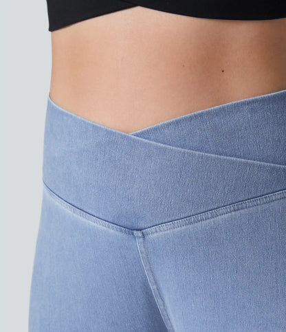 Halara Flex™ Crossover Pocket Washed Denim Work Plus Size Leggings