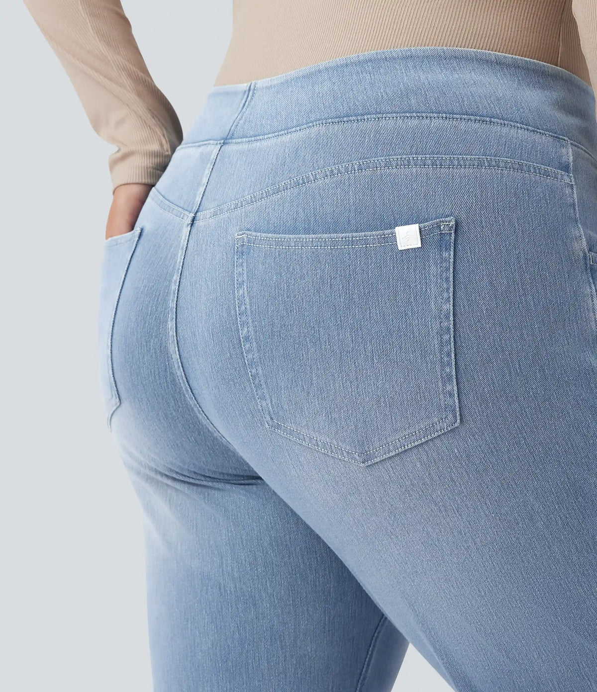 Halara Flex™ High Waisted Pockets Washed Casual Bootcut Plus Size Jeans