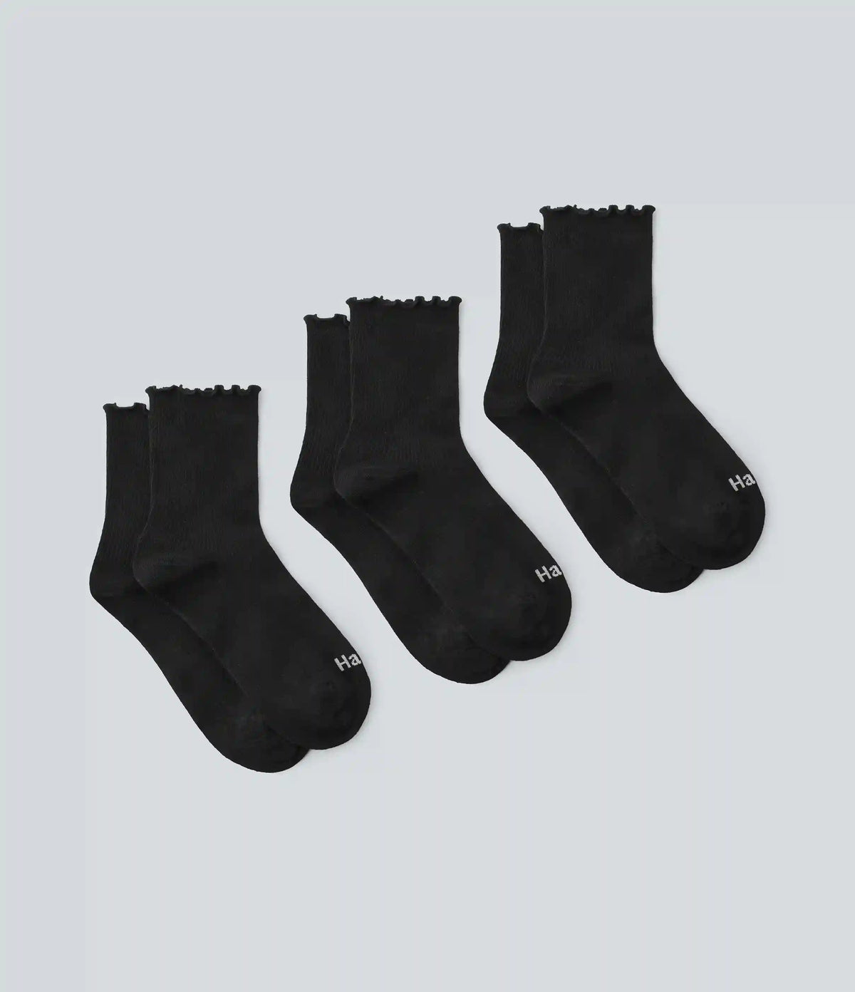 3 Pcs Halara Logo Frill Casual Mid-Calf Socks Set