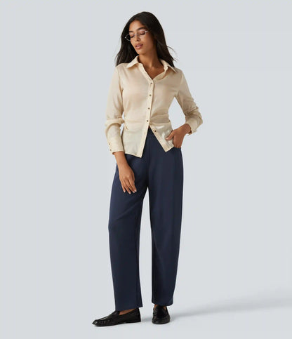 Halara Flex™ Mid Rise Barrel Leg Work Pants with Pockets