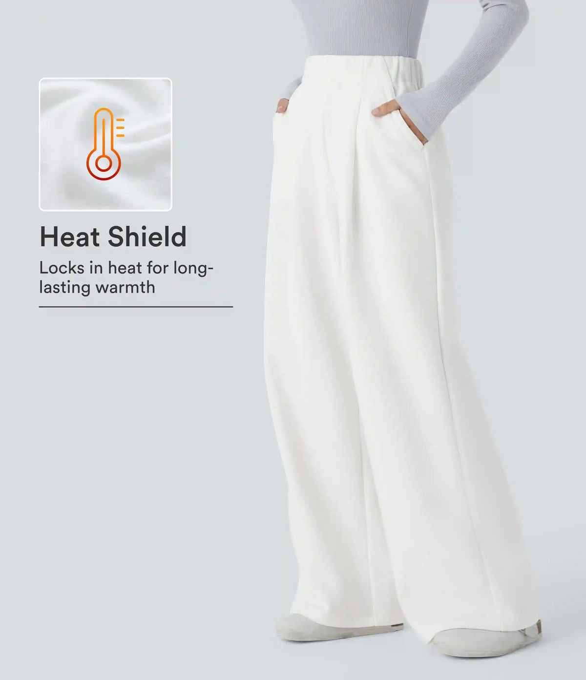 High Waisted Pocket Wide Leg Fleece Casual Pants