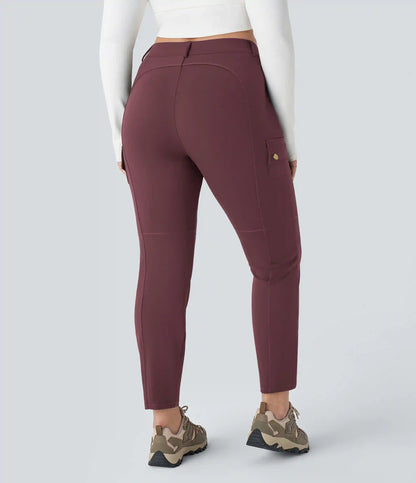 DayStretch High Waisted Zipper Pockets Solid Slim Hiking Plus Size Cargo Pants