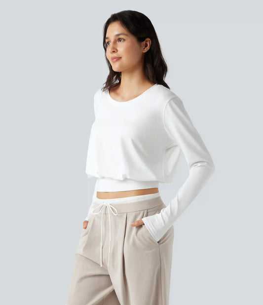 Scoop Neck Long Sleeve Casual T-Shirt