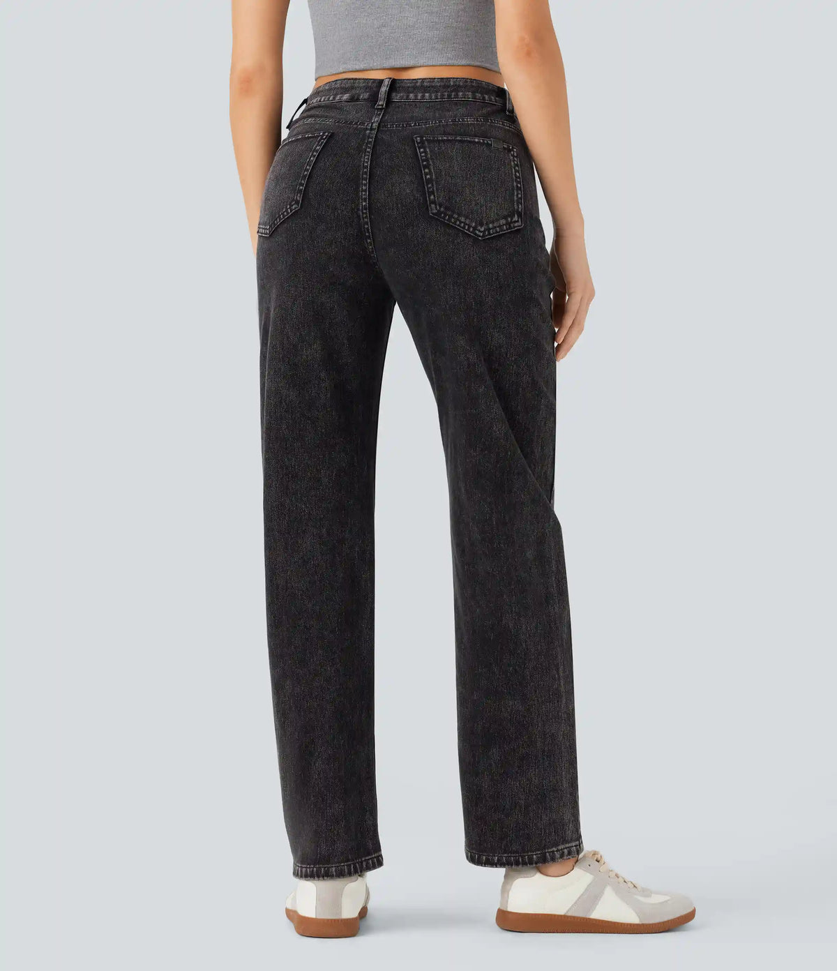 Halara Flex™ High Waisted Zipper Pockets Straight Leg Casual Jeans