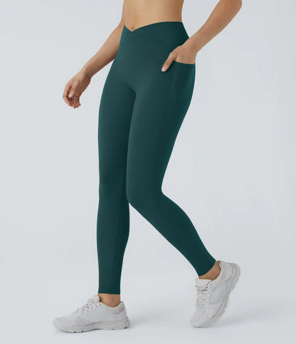 Patitoff™ 2.0 Pet Hair Resistant High Waisted Crossover Side Pocket Yoga Leggings