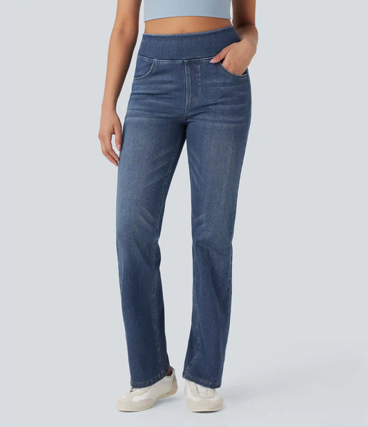 Halara Flex™ High Waisted Tummy Control Washed Casual Bootcut Jeans with Pockets