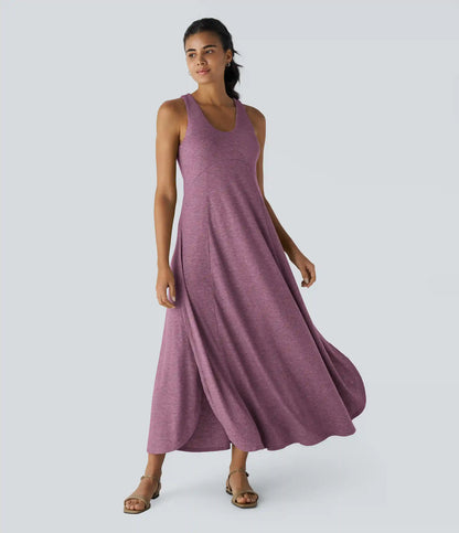U Neck Flowy Maxi Casual Tank Dress
