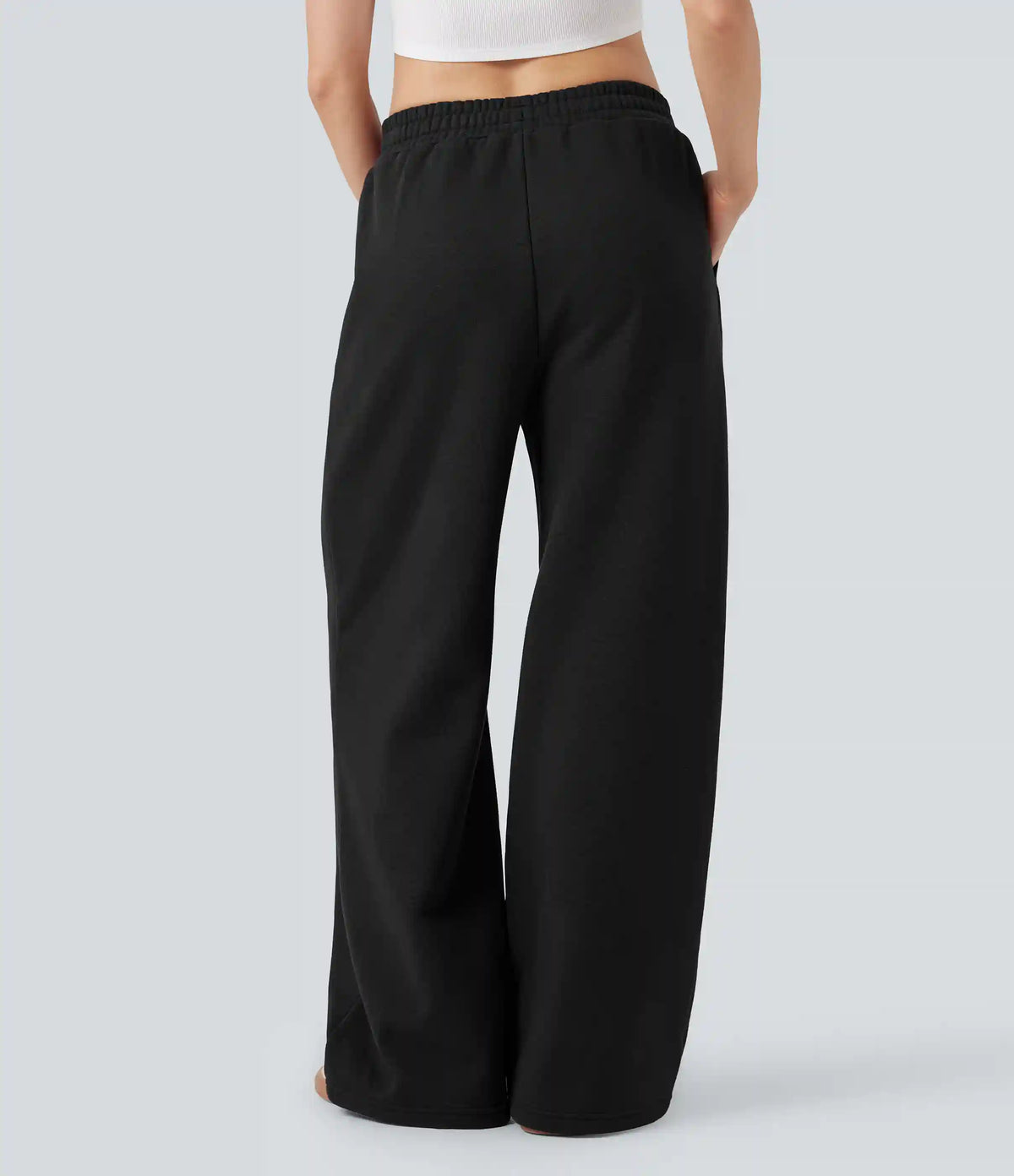 High-waisted Drawstring Fleece Casual Cotton Pants with Pockets