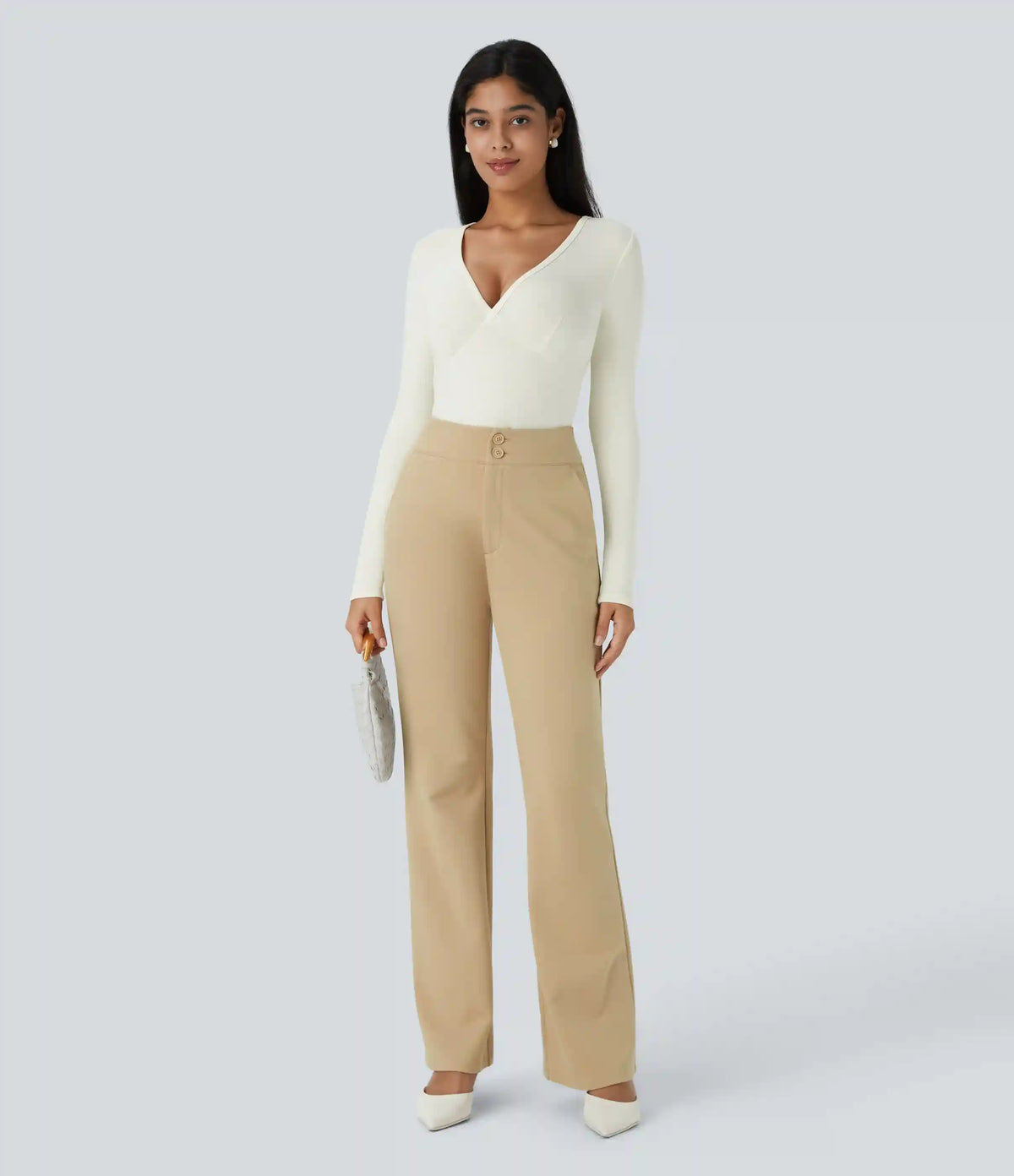 V Neck Long Sleeve Thermal Work Top