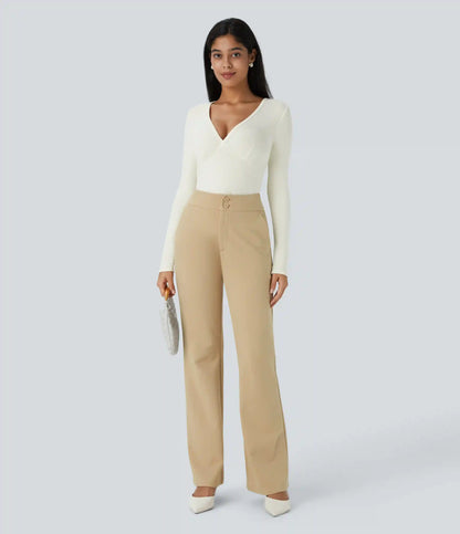 V Neck Long Sleeve Thermal Work Top
