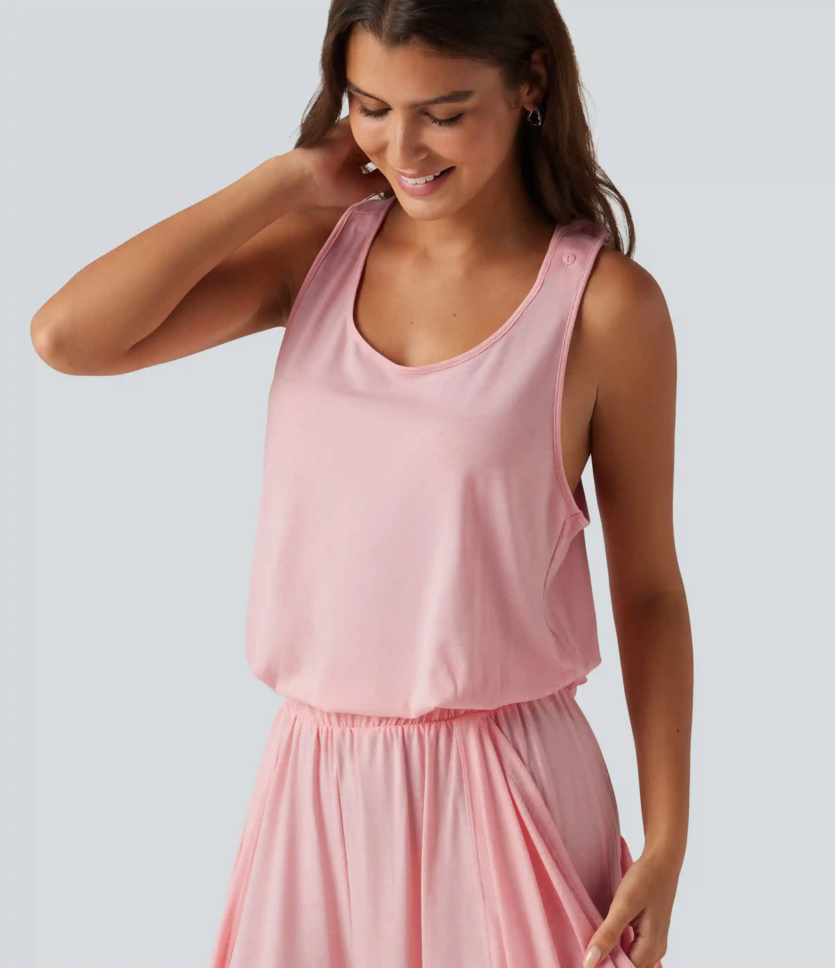 Sleeveless Cut Out Wide Leg Casual Jumpsuit with Pockets-Easy Peezy Edition