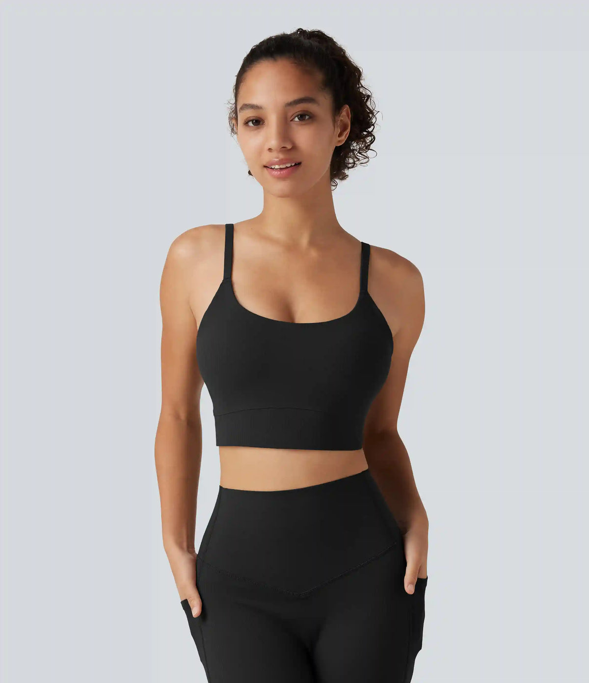 Halara UltraSculpt™ Ribbed Light Support U Neck Built-in Bra Yoga Tank Top