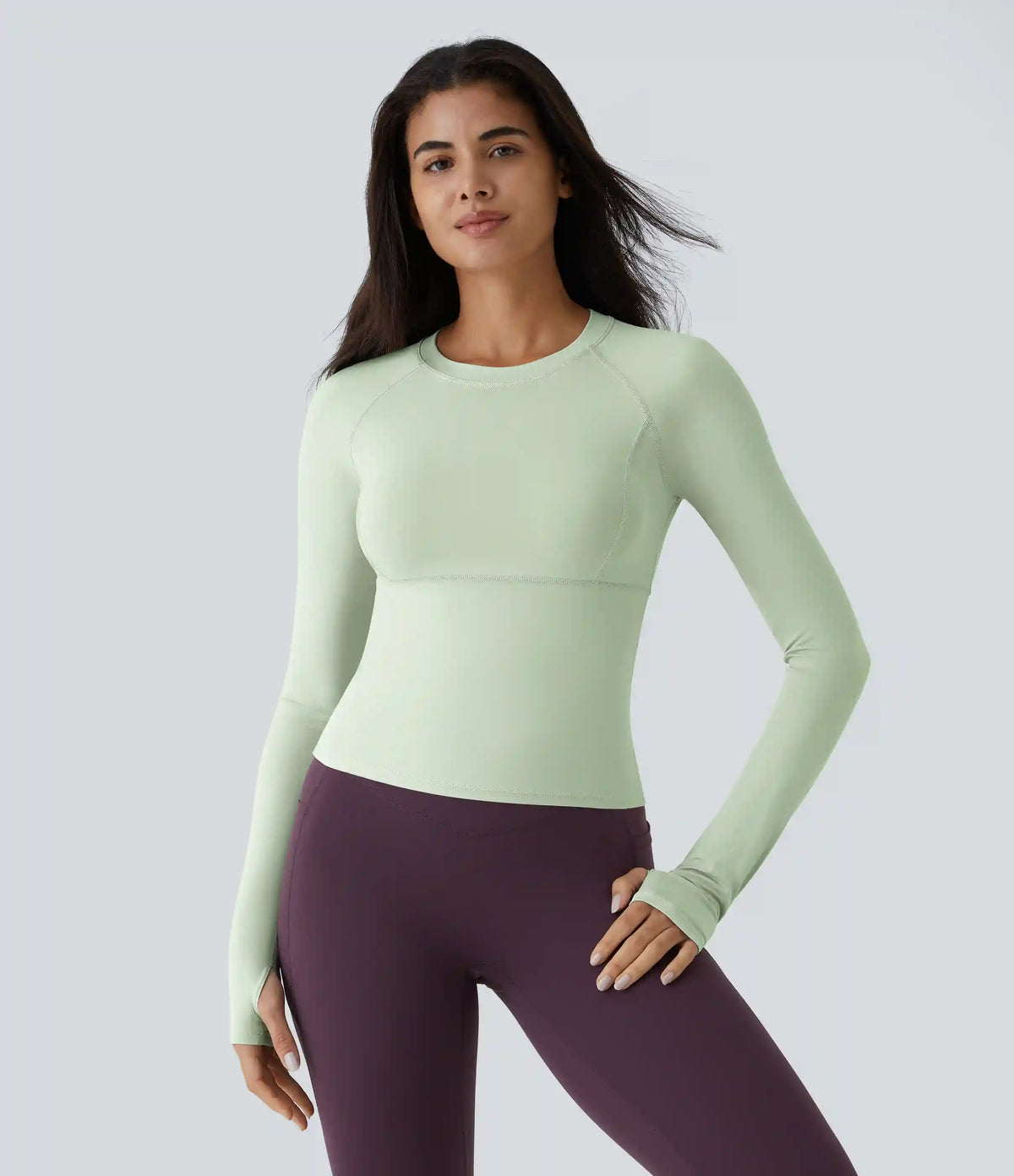 Solid Thumb Hole Yoga Sports Top