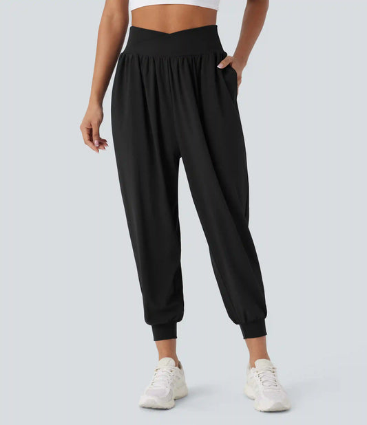 Breezeful™ Crossover High Waisted Pockets Quick Dry Yoga Joggers