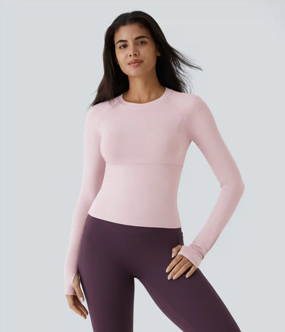 Solid Thumb Hole Yoga Sports Top
