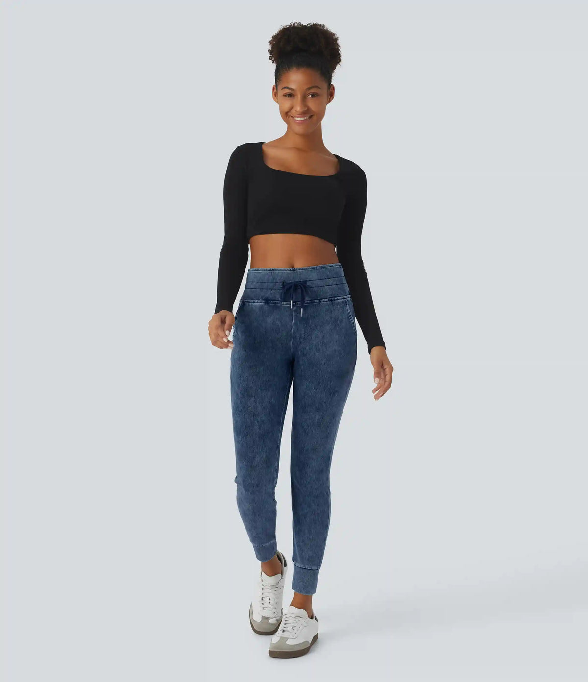 Halara Flex™ High Waisted Drawstring Pocket Washed Casual Jeans