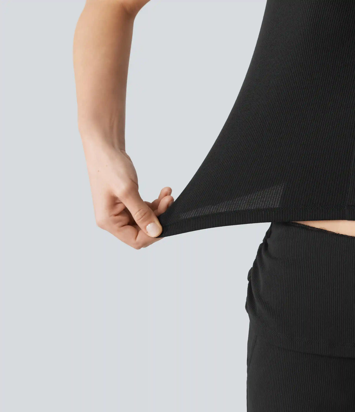 High Stretch Ribbed Knit Square Neck Contrast Lace Casual Tank Top