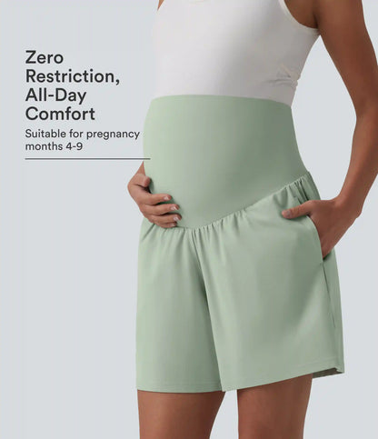 Softlyzero™ Airy Super High Waisted 2-in-1 InstantCool Yoga Maternity Shorts 7'' with Pockets