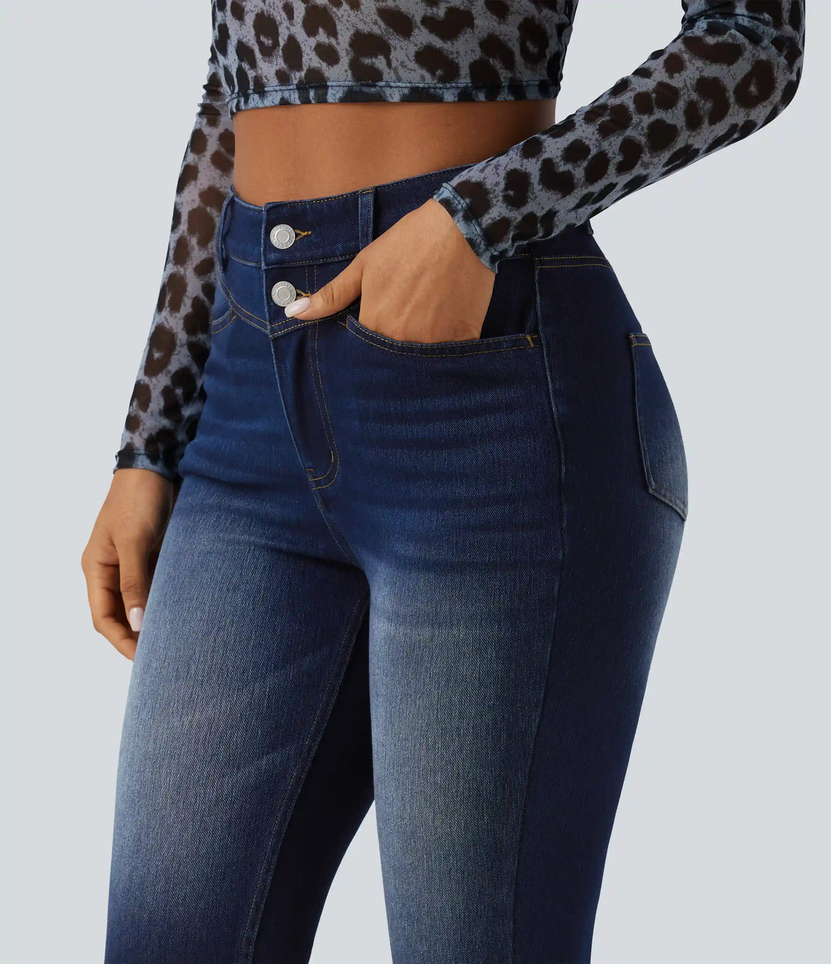 Halara Flex™ High Waisted Split Capri Casual Slim Jeans with Pockets