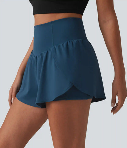 SoftlyZero™ Airy High Waisted Tummy Control 2-in-1 Curved Hem InstantCool Yoga Shorts 3'' with Pockets