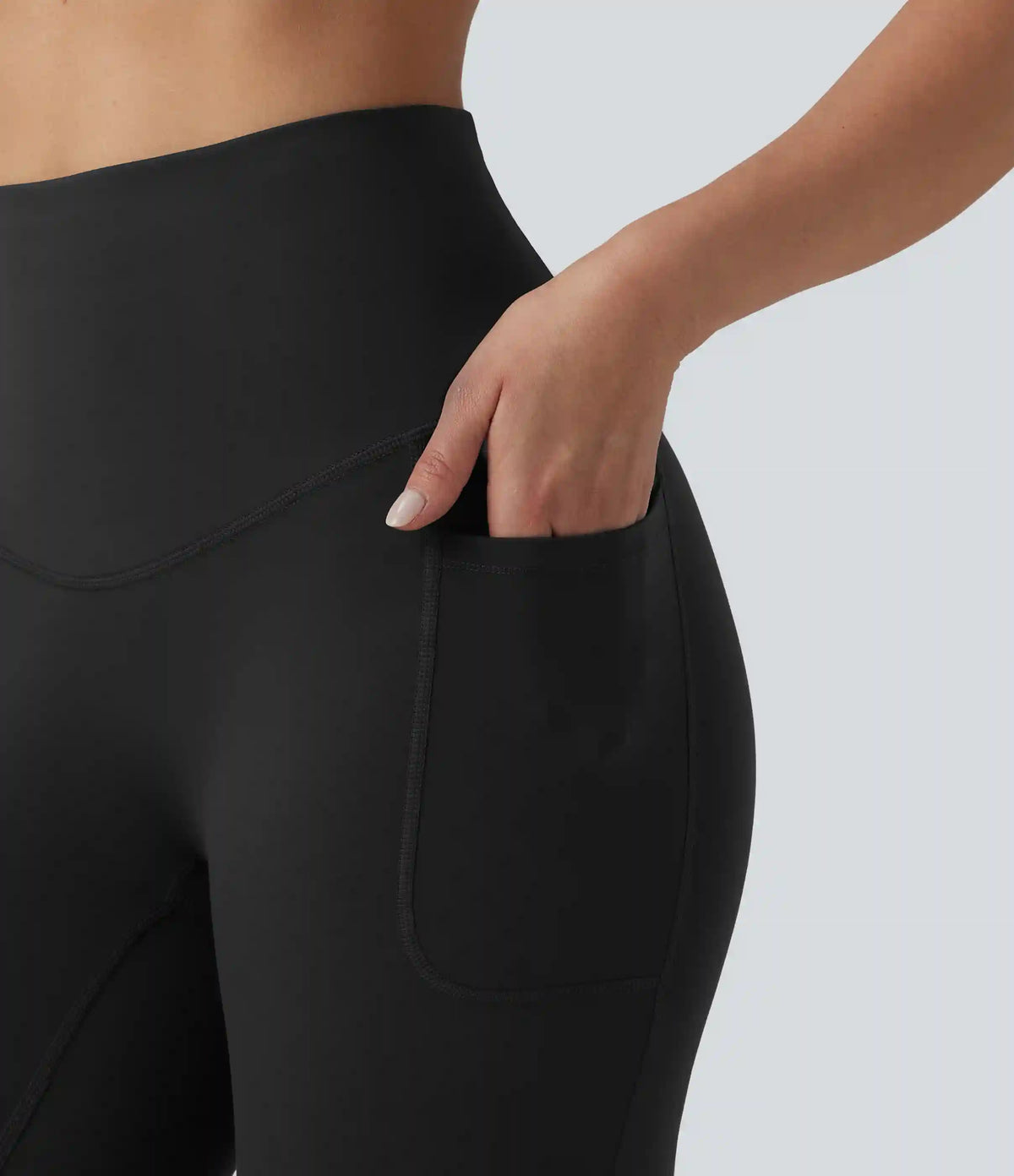 Halara Ultrasculpt™ High Waisted Tummy Control Crossover Back Capri Running Leggings with Pockets