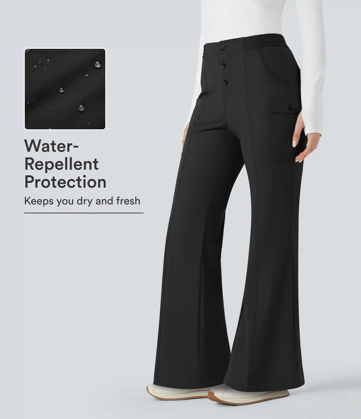 Water Repellent Abrasion-Resistant Low Rise Hiking Bootcut Pants with Pockets