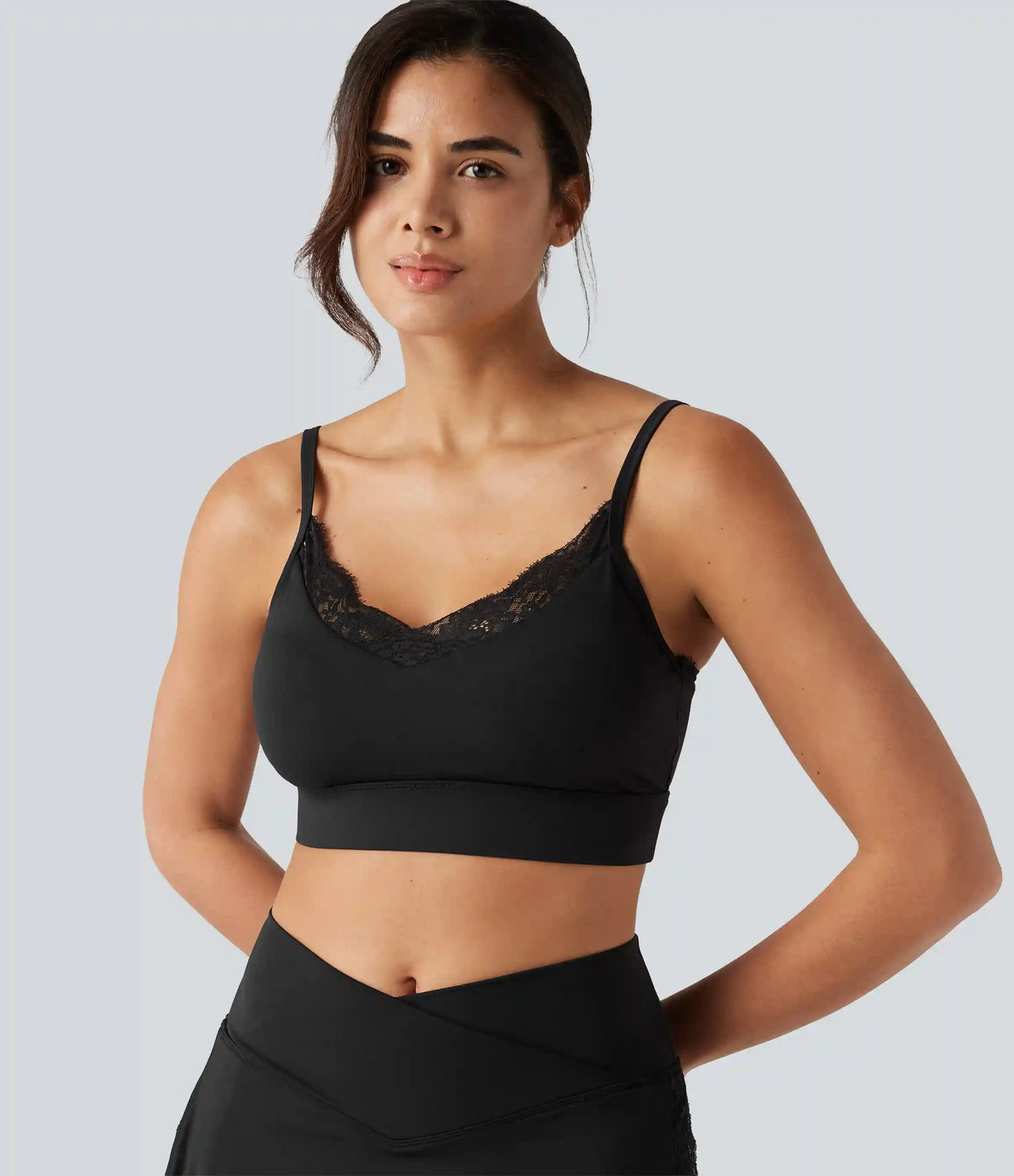 SoftlyZero™ Airy Light Support Sweetheart Neck Contrast Lace Built-in Bra InstantCool Workout Sports Bra-UPF50+