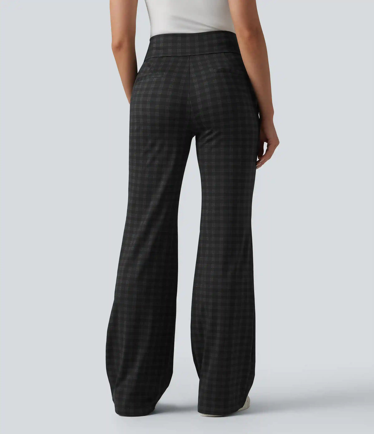 Halara Flex™ Mid Rise Plaid Flare Work Pants with Pockets