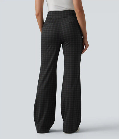 Halara Flex™ Mid Rise Plaid Flare Work Pants with Pockets