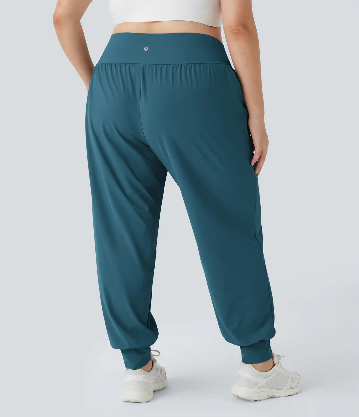 High Waisted Plain Pocket Yoga Plus Size Joggers