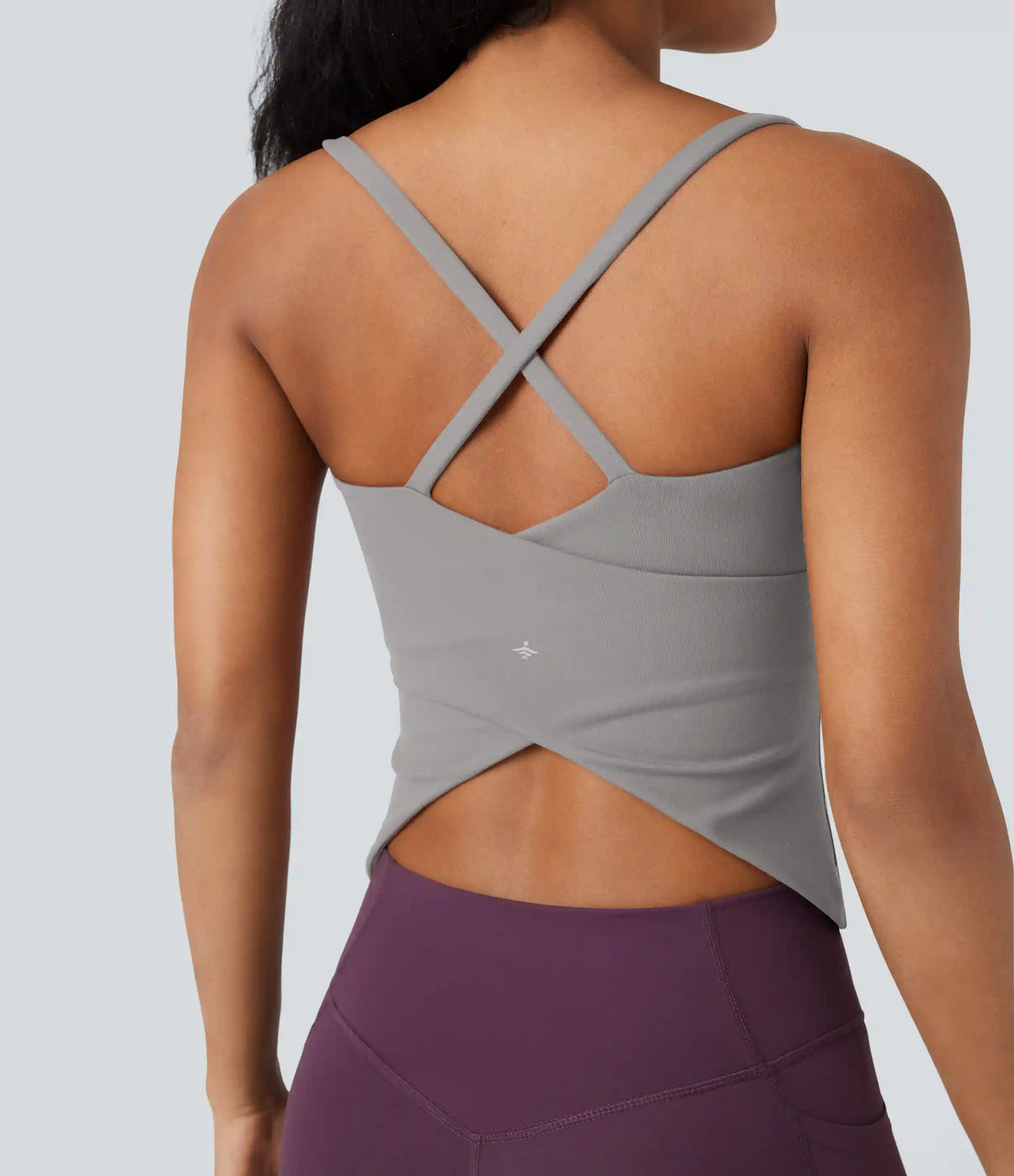 Scoop Neck Crisscross Back Crossover Hem Yoga Cami Top
