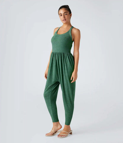 U Neck Pocket Harem Casual Jumpsuit-Easy Peezy Edition