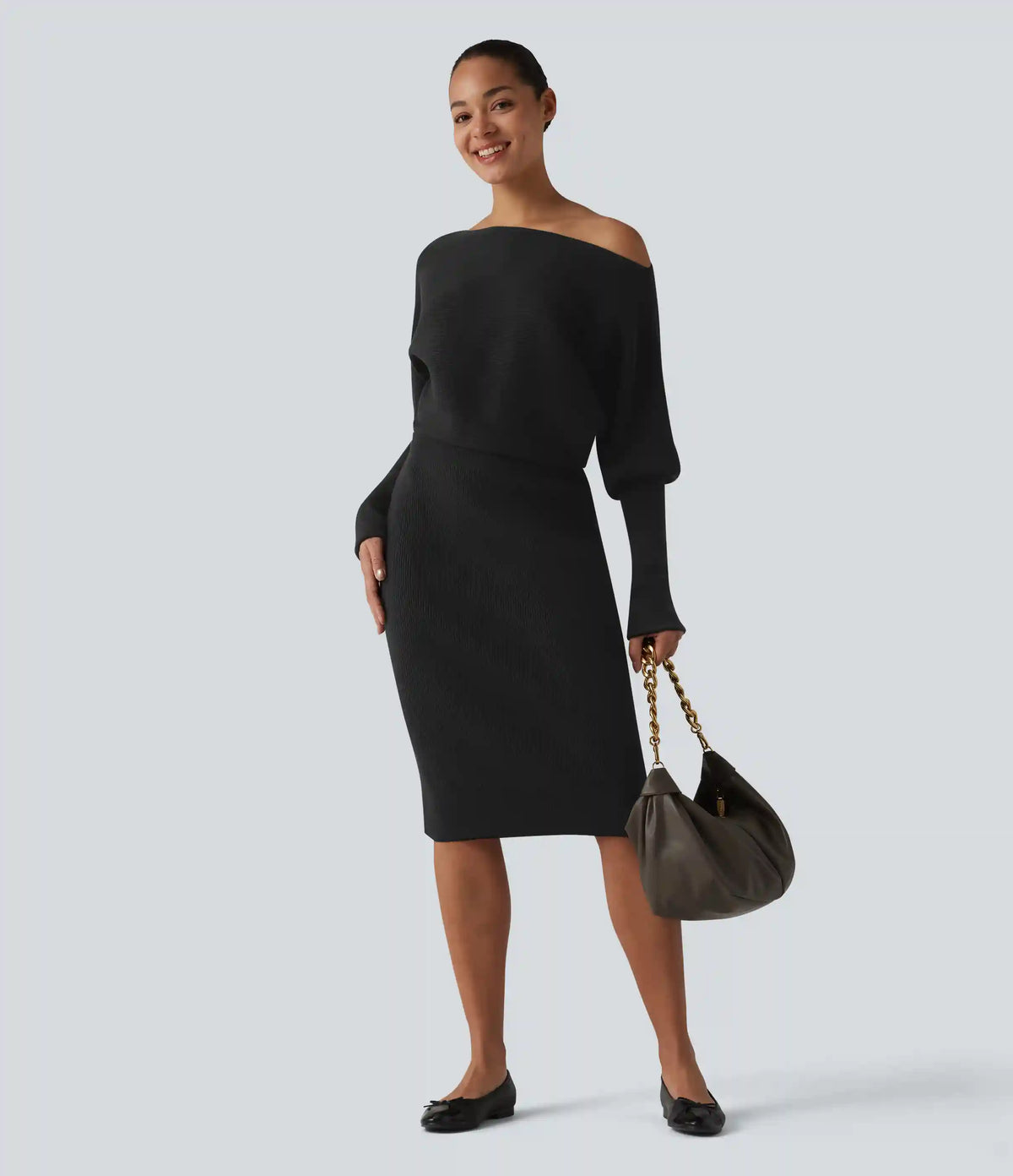 Long Sleeve Midi Casual Sweater Dress