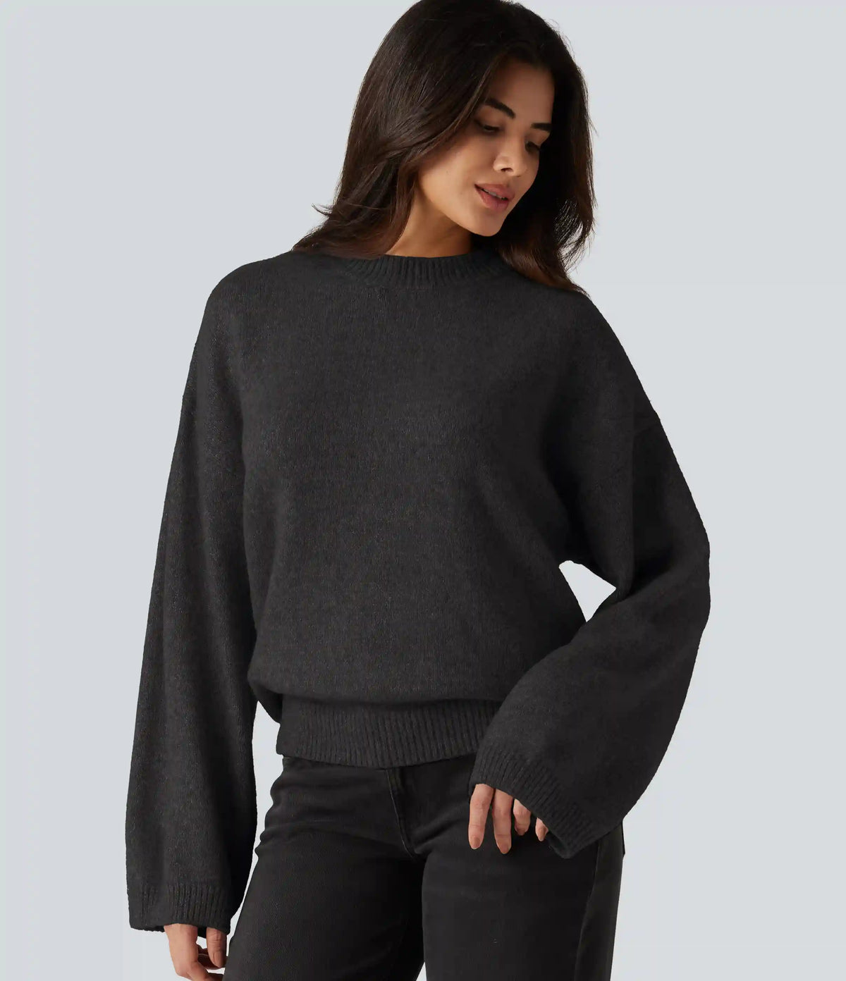 Stand Collar Long Sleeve Work Sweater