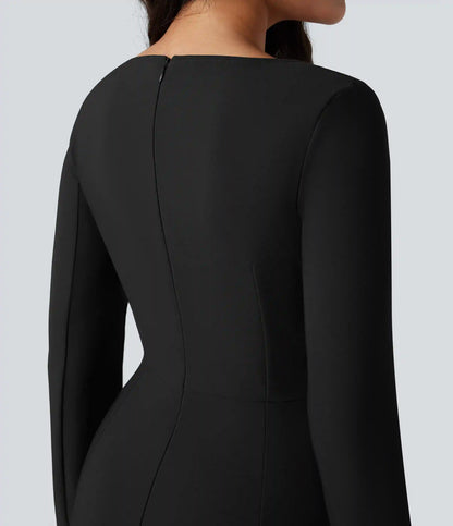 Square Neck Long Sleeve Mini Bodycon Work Dress