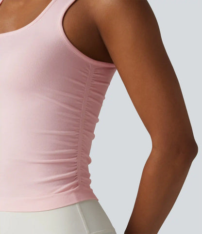 OneForm Seamless Flow Square Neck Ruched Yoga Tank Top