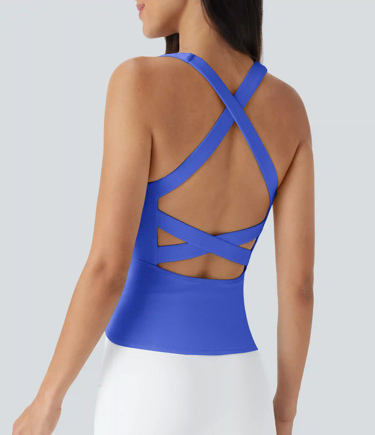SoftlyZero™ Airy Square Neck Cropped InstantCool Running Tank Top-Longer Length
