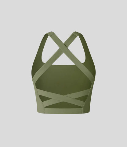 SoftlyZero™ Airy Square Neck Backless Crisscross Cropped InstantCool Yoga Tank Top