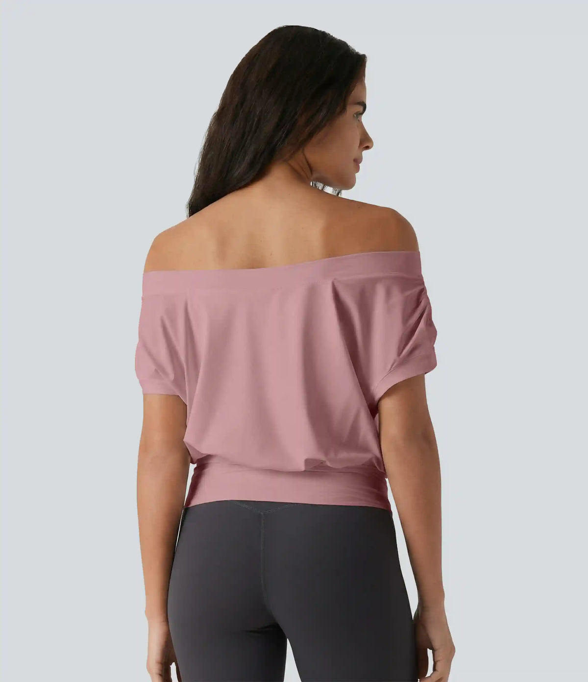 Off Shoulder Short Sleeve Oversize InstantCool Quick Dry Yoga Sports Top