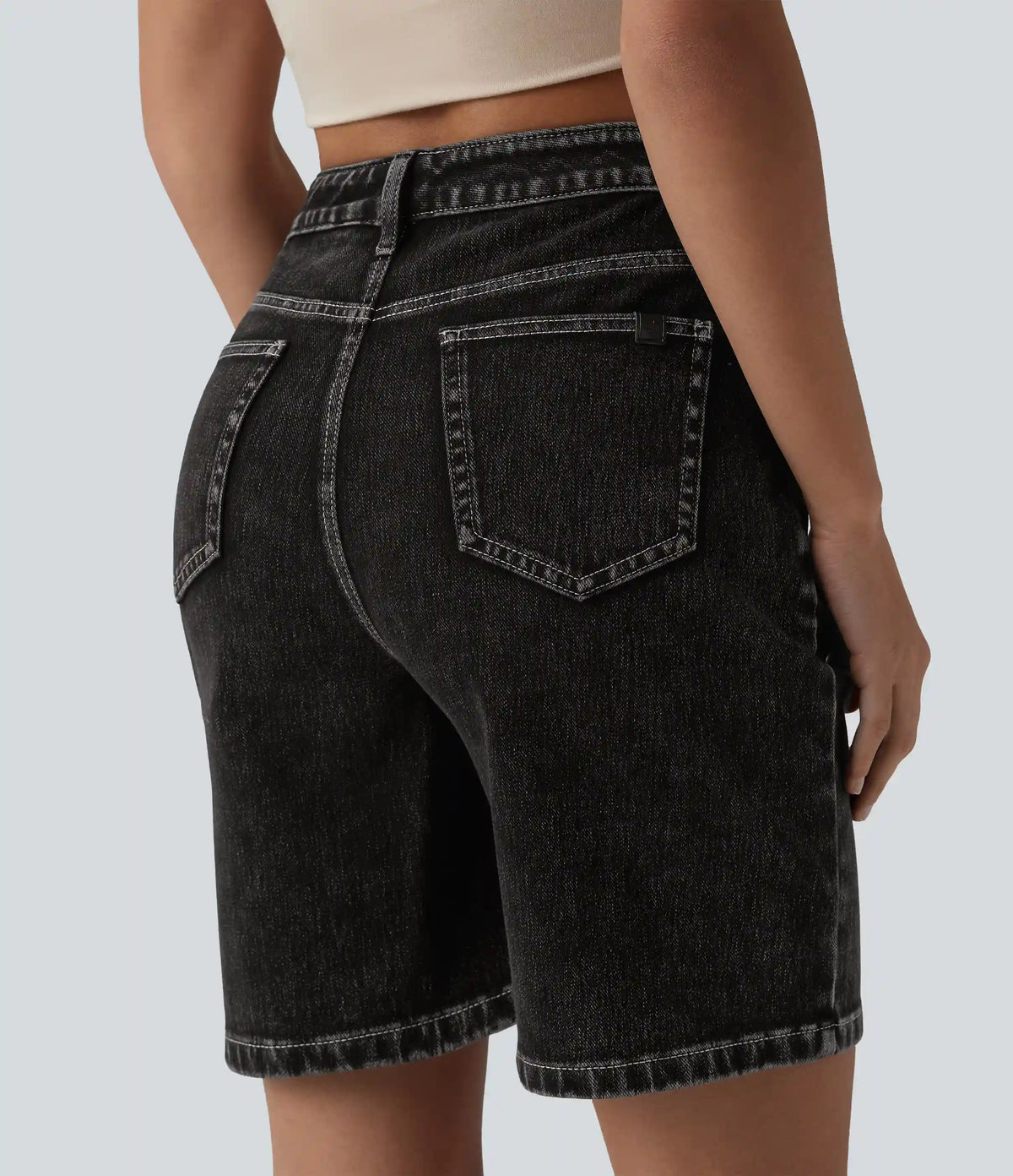 Halara Flex™ High Waisted Denim Casual Bermuda Shorts 7'' with Pockets