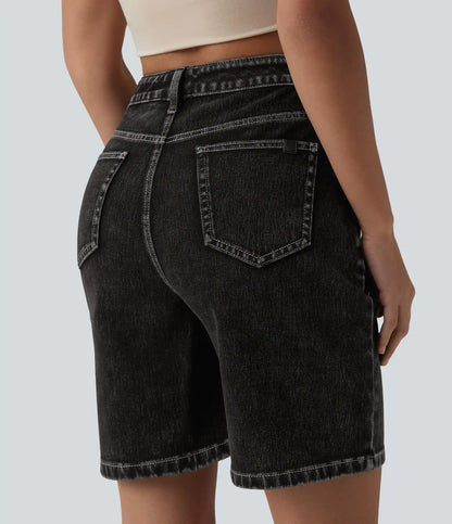 Halara Flex™ High Waisted Denim Casual Bermuda Shorts 7'' with Pockets
