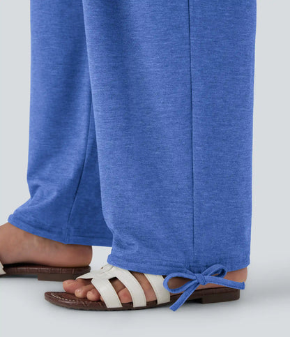 Crossover High Waisted Pocket Drawstring Casual Joggers